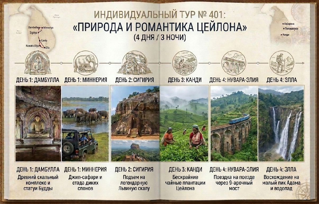 «ПРИРОДА И РОМАНТИКА ЦЕЙЛОНА»  (4 дня / 3 ночи)